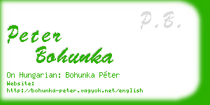 peter bohunka business card
